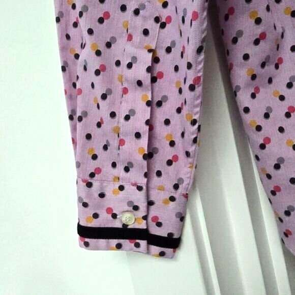 Etro Italy Velvet Collar Performance Relaxed Dress Shirt in Purple Polka Dot - Picture 5 of 11